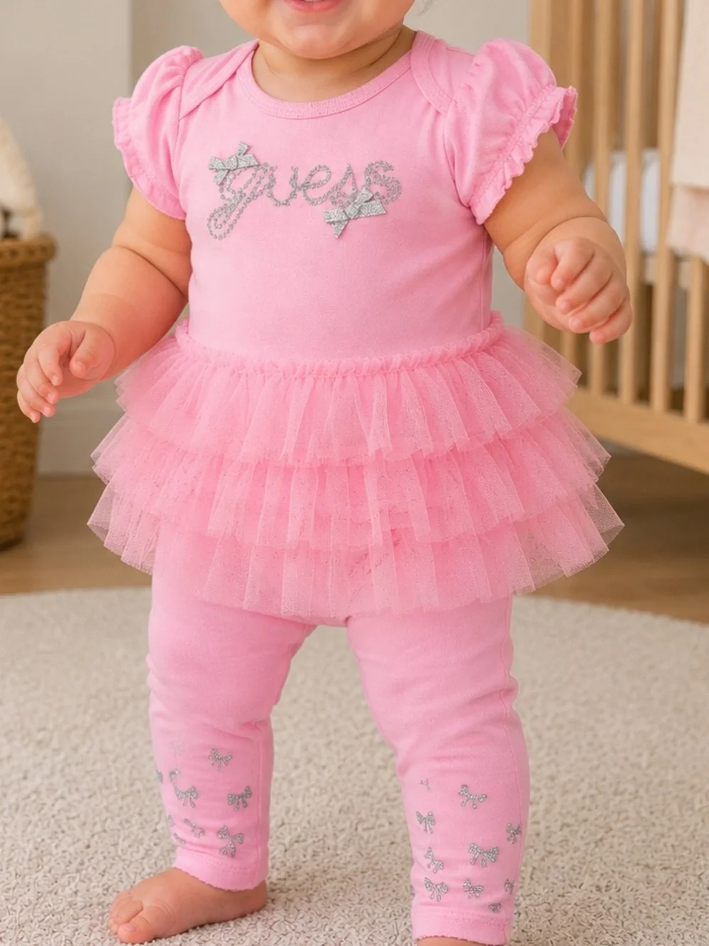 NWT Guess Baby Girls Pink Tutu 2-Piece Outfit Set | 3-6M